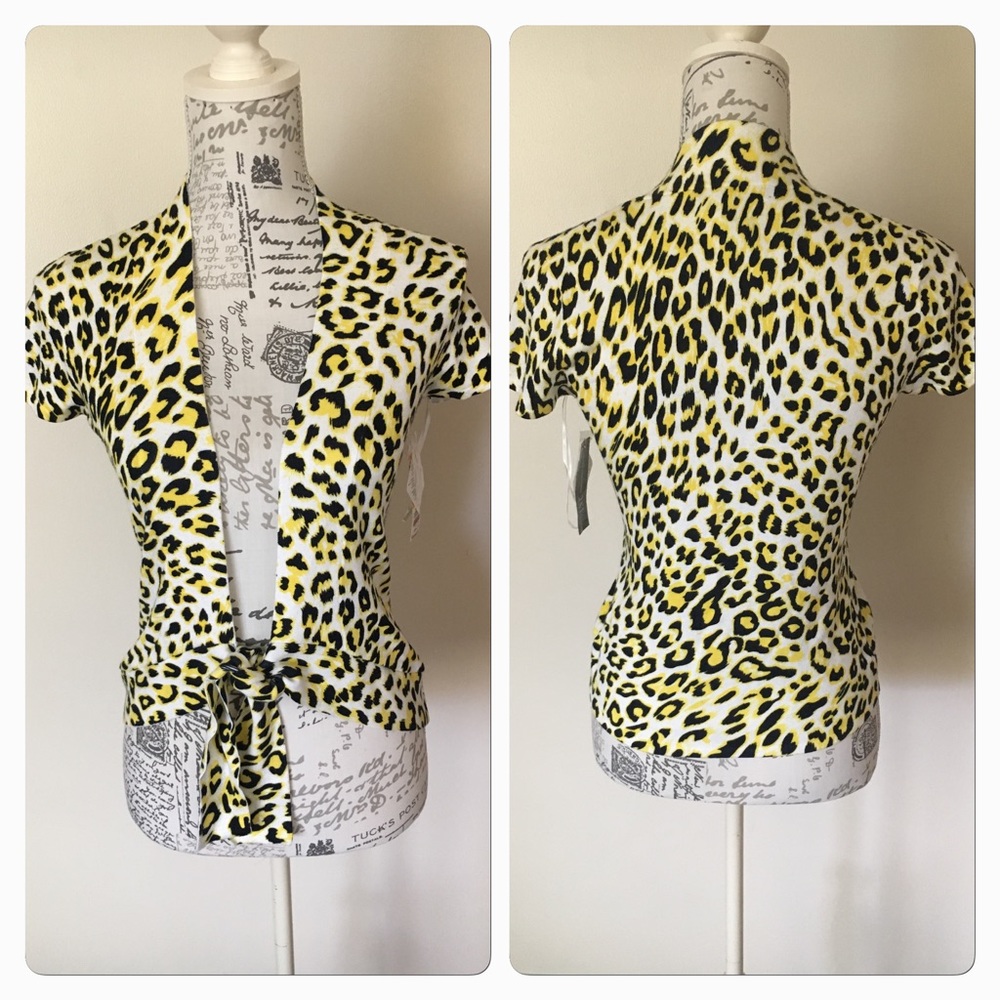 INC tie shrug in leopard print